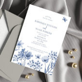 Stoffige blauwe wilde bloemen moderne bruiloft kaart