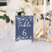 Stoffige blauwe wildflower bruiloft tafel nummers kaart