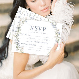 Stoffige blauwe wildflower tuin bruiloft RSVP kaar