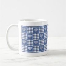 Stoffige blauwe witte Buffalo geruite patchwork ha