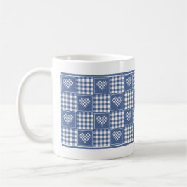 Stoffige blauwe witte Buffalo geruite patchwork ha Koffiemok