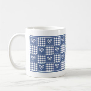 Stoffige blauwe witte Buffalo geruite patchwork ha Koffiemok