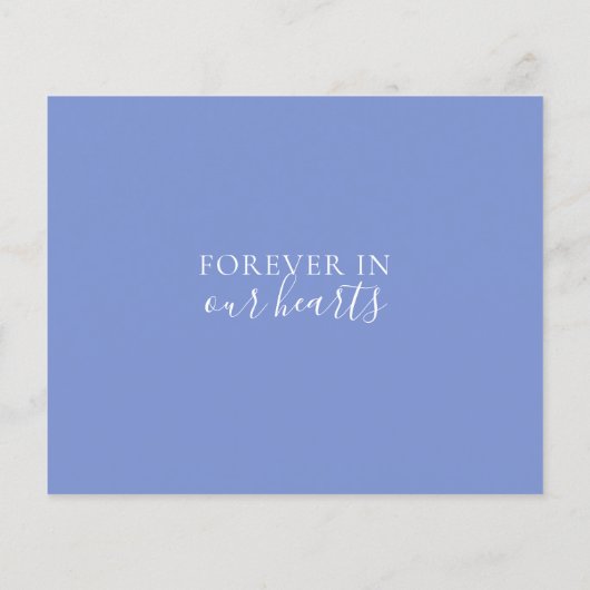 Stoffige blauwe zonnebloemen delen een herdenkings (Achterkant)