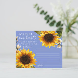 Stoffige blauwe zonnebloemen delen een herdenkings