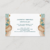 Stoffige Blauwgroen en gouden Waterverf Visitekaartje (Achterkant)