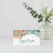 Stoffige Blauwgroen en gouden Waterverf Visitekaartje (Staand voorkant)