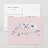 Stoffige bloemenframe roze trouw-RSVP nummerverzoe Uitnodiging Briefkaart (Voorkant / Achterkant)