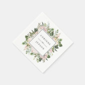 Stoffige bloemige groene gepersonaliseerde papiere servet (Hoek)