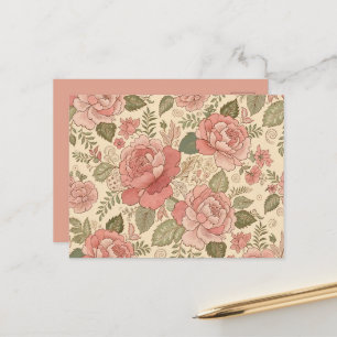 Stoffige Bloemige Muze - Stofrozen Salie Batik Sti Briefkaart