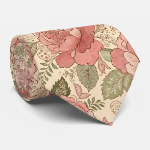 Stoffige Bloemige Muze - Stofrozen Salie Batik Sti Stropdas