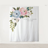 Stoffige Bloemige Trouw Achtergrond Fotocabine Wandkleed (Voorkant)