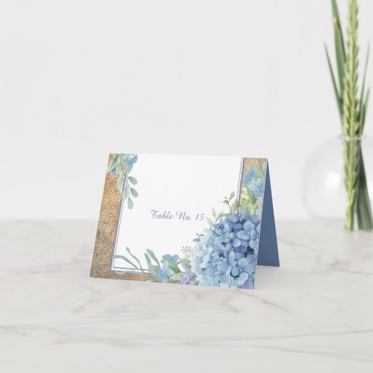 stoffige Blue Hydrangea trouwtafel nummer Bedankkaart (Voorkant)