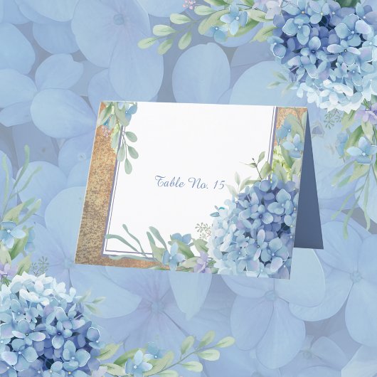 stoffige Blue Hydrangea trouwtafel nummer Bedankkaart