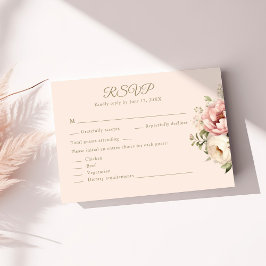 Stoffige Blush Bloemen Bruiloft RSVP Kaart