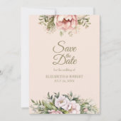 Stoffige Blush Pioen Save the Date (Voorkant)