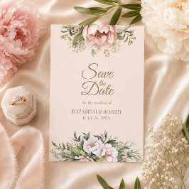Stoffige Blush Pioen Save the Date