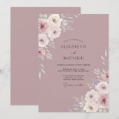 Stoffige Blush Ranunculus Eucalyptus Bruiloft Kaart (Voorkant / Achterkant)