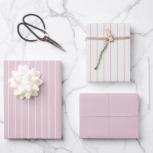 Stoffige Blush Roze Pinstripe - Klassiek Minimalis Inpakpapier Vel