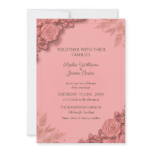 Stoffige Blush Roze Roos Bloemige Trouwuitnodiging