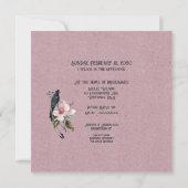 Stoffige Bourgogne Magnolia Bloesems en Vogels Dou Kaart (Achterkant)