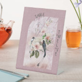 Stoffige Bourgogne Magnolia Bloesems en Vogels Reclamebord Met Voetstuk (Insitu)