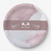 Stoffige Bourgogne Waterverf Papieren Bordje (Voorkant)