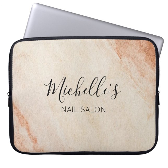 Stoffige bruine poeder chic laptop sleeve (Voorkant)
