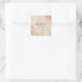 Stoffige bruine poeder chic vierkante sticker (Tas)