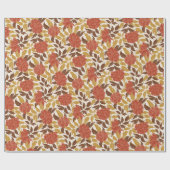 Stoffige Brunt Oranje Pioen Bloemen Herfst Bruilof Cadeaupapier (Vlak)