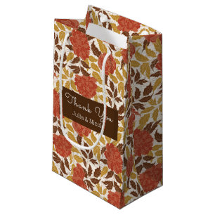 Stoffige Brunt Oranje Pioen Bloemen Herfst Bruilof Klein Cadeauzakje