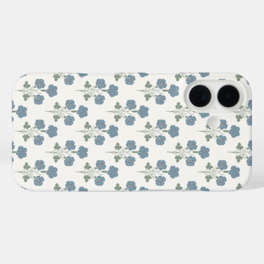 Stoffige Denim & Perzik Kust Botanisch Case-Mate iPhone Case (Achterkant (horizontaal))