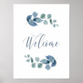 Stoffige Eucalyptus Eenvoudige Watercolor Geblader Poster (Voorkant)