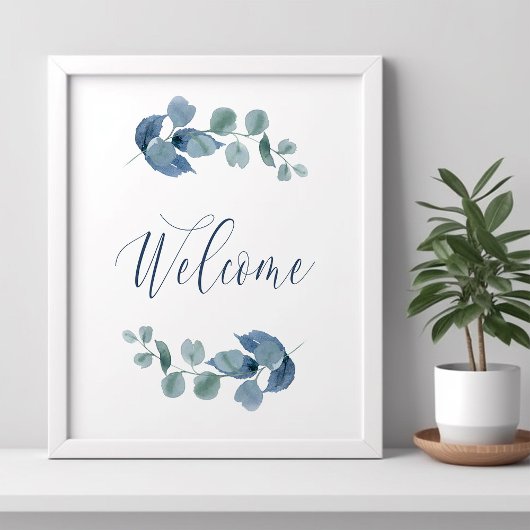Stoffige Eucalyptus Eenvoudige Watercolor Loofwerk Poster