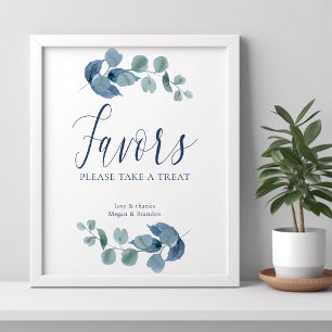Stoffige Eucalyptus Eenvoudige Waterverf Blad Favo Poster