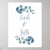 Stoffige Eucalyptus Waterverf Groene Kaarten & Cad Poster (Voorkant)