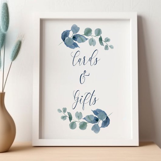 Stoffige Eucalyptus Waterverf Groene Kaarten & Cad Poster