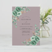 Stoffige Gedempte Mauve Eucalyptus Bruiloft Kaart (Staand voorkant)
