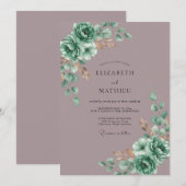 Stoffige Gedempte Mauve Eucalyptus Bruiloft Kaart (Voorkant / Achterkant)