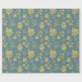 Stoffige Groen en Goudkleurige Planten en Bladeren Cadeaupapier (Vlak)