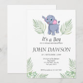 Stoffige groene baby olifant het is een Boy baby s Kaart (Voorkant / Achterkant)