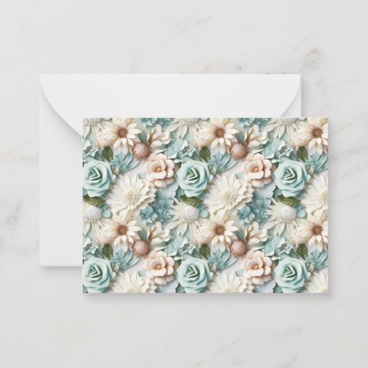 Stoffige groene bloemen bruiloft reactie RSVP Notitiekaartje (Achterkant)