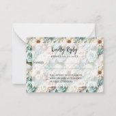 Stoffige groene bloemen bruiloft reactie RSVP Notitiekaartje (Voorkant)