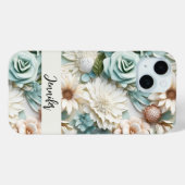 Stoffige groene crème bloemen naam script Case-Mate iPhone case (Achterkant (horizontaal))