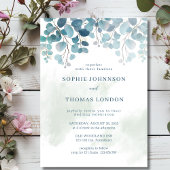 Stoffige groene eucalyptus waterverf bruiloft kaart