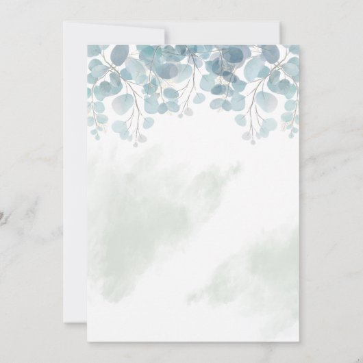 Stoffige groene eucalyptus waterverf bruiloft kaart (Achterkant)
