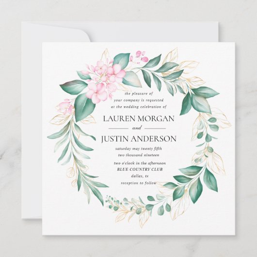 stoffige groene goudbruine eucalyptusbruinbruiloft kaart (Voorkant)