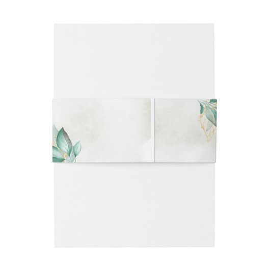 stoffige groene goudbruine eucalyptusbruinbruiloft uitnodigingen wikkel (Achterkant Voorbeeld)