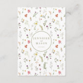 Stoffige groene kleurrijke wildflower bruiloft men informatiekaartje (Achterkant)