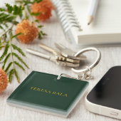 stoffige groene sleutelhanger, minimalistische naa sleutelhanger (Voorkant Rechts)