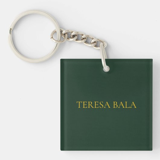 stoffige groene sleutelhanger, minimalistische naa sleutelhanger (voorkant)